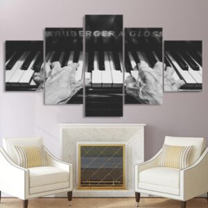 old man plays the piano - Music 5 Panel Canvas Art Wall Decor