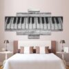old piano keyboard - Music 5 Panel Canvas Art Wall Decor