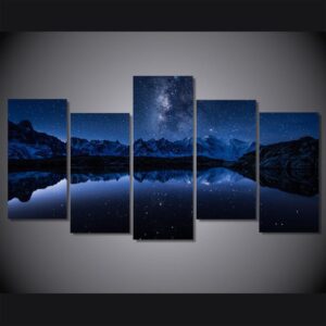 ozero gory mlechnyy put - Nature 5 Panel Canvas Art Wall Decor