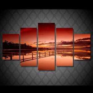 ozero gory nebo zakat priroda - Nature 5 Panel Canvas Art Wall Decor