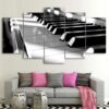 piano keys black and white - Music 5 Panel Canvas Art Wall Decor