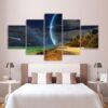 planets star sights tropical coast - Space 5 Panel Canvas Art Wall Decor