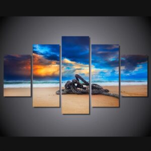 plyazh zakat nebo oblaka pesok - Nature 5 Panel Canvas Art Wall Decor