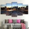 railway los angeles dusk - Nature 5 Panel Canvas Art Wall Decor