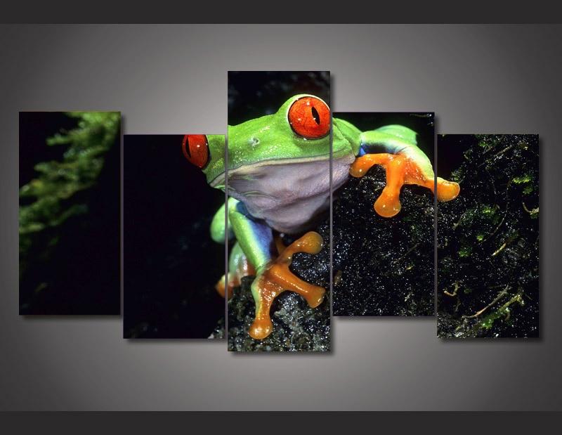 red eyed tree frog 01 - Animal 5 Panel Canvas Art Wall Decor red eyed tree frog 01 - Animal 5 Panel Canvas Art Wall Decor