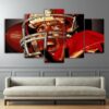 red helmet rugby sportsman - Sport 5 Panel Canvas Art Wall Decor