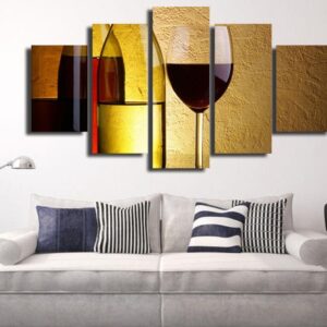 red wine dinner - Wine 5 Panel Canvas Art Wall Decor