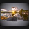 ringerike norway Lake - Nature 5 Panel Canvas Art Wall Decor