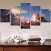 rocket launching - Aircraft 5 Panel Canvas Art Wall Decor