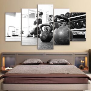 russian dumbbell - Sport 5 Panel Canvas Art Wall Decor