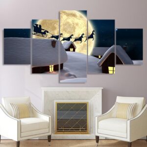 santas sleigh - Abstract 5 Panel Canvas Art Wall Decor