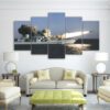 sea Warship missile - Ocean 5 Panel Canvas Art Wall Decor