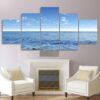 sea level seascape waves - Space 5 Panel Canvas Art Wall Decor