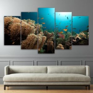 seabed fish 01 - Ocean 5 Panel Canvas Art Wall Decor