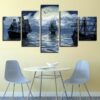 seagull war ship on the sea - Space 5 Panel Canvas Art Wall Decor