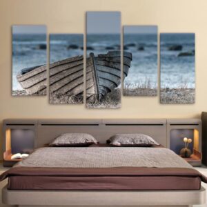 ship Seaside - Nature 5 Panel Canvas Art Wall Decor