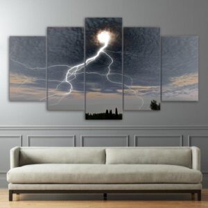 sky lightning - Nature 5 Panel Canvas Art Wall Decor