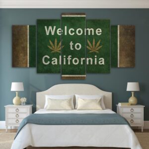 slogan welcome to california - Abstract 5 Panel Canvas Art Wall Decor