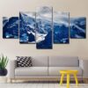 snow mountain 01 - Nature 5 Panel Canvas Art Wall Decor