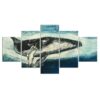 splatter whale - Animal 5 Panel Canvas Art Wall Decor