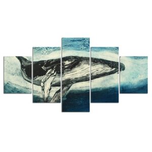 splatter whale - Animal 5 Panel Canvas Art Wall Decor