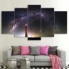 starry night Nebula lighthouse - Space 5 Panel Canvas Art Wall Decor