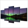 starry night sky lake sights - Nature 5 Panel Canvas Art Wall Decor