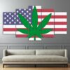 states green leaves - Abstract 5 Panel Canvas Art Wall Decor