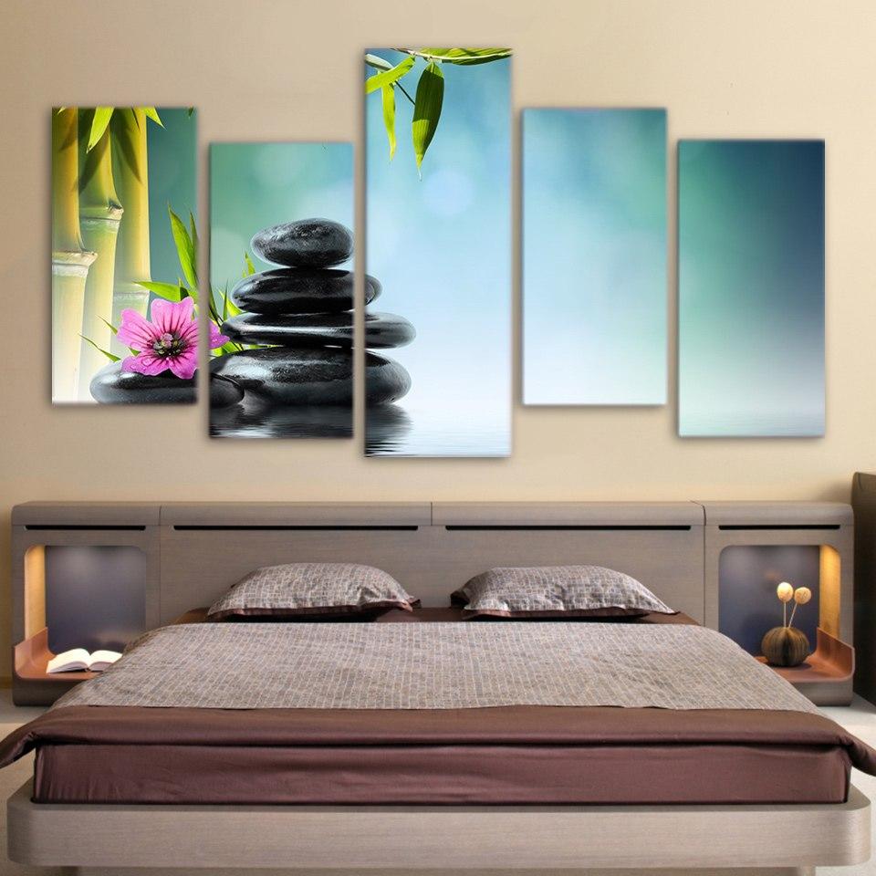 stones bamboo flower - Nature 5 Panel Canvas Art Wall Decor stones bamboo flower - Nature 5 Panel Canvas Art Wall Decor