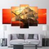 sun Sea ship - Space 5 Panel Canvas Art Wall Decor