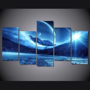sun and moon awesome - Space 5 Panel Canvas Art Wall Decor