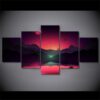 sunset 10 - Nature 5 Panel Canvas Art Wall Decor
