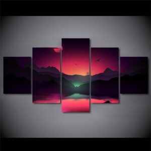 sunset 10 - Nature 5 Panel Canvas Art Wall Decor