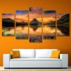 sunset lake view - Nature 5 Panel Canvas Art Wall Decor