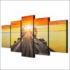 sunset rosy clouds boardwalk - Space 5 Panel Canvas Art Wall Decor
