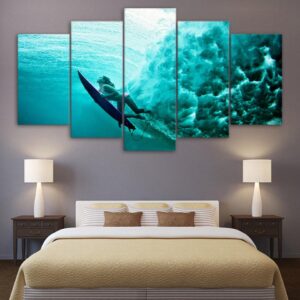 surfing seabed - Sport 5 Panel Canvas Art Wall Decor