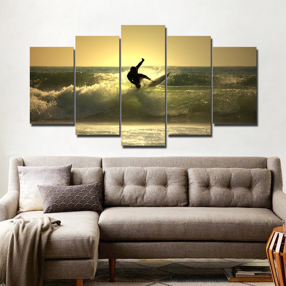 surfing seascape - Sport 5 Panel Canvas Art Wall Decor surfing seascape - Sport 5 Panel Canvas Art Wall Decor