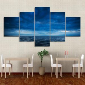 the dark clouds seascape - Space 5 Panel Canvas Art Wall Decor