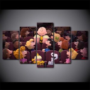 the peanuts cinema - Cartoon 5 Panel Canvas Art Wall Decor