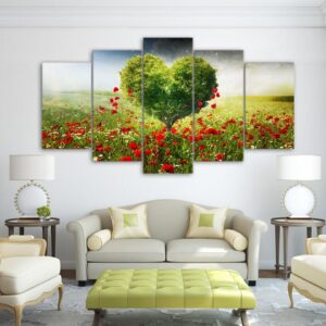 tree petals love - Nature 5 Panel Canvas Art Wall Decor