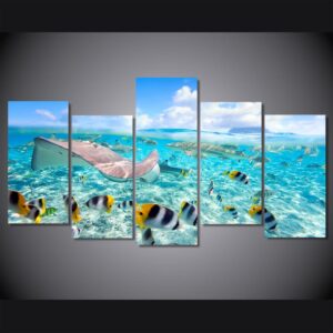 tropical fishes sea ocean - Space 5 Panel Canvas Art Wall Decor