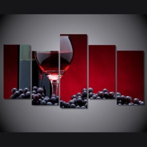 vino krasnoe vinograd butylka - Wine 5 Panel Canvas Art Wall Decor
