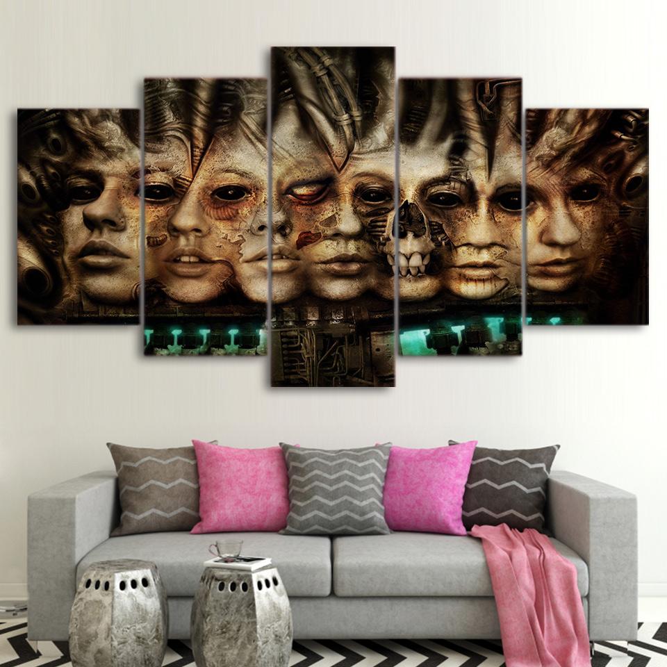 vintage face - Abstract 5 Panel Canvas Art Wall Decor vintage face - Abstract 5 Panel Canvas Art Wall Decor