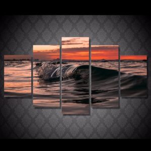 voda volny vecher svet - Nature 5 Panel Canvas Art Wall Decor