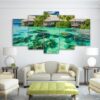 water tree sky - Nature 5 Panel Canvas Art Wall Decor