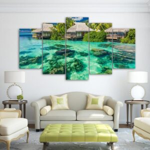 water tree sky - Nature 5 Panel Canvas Art Wall Decor