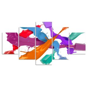 watercolor colorful - Abstract 5 Panel Canvas Art Wall Decor
