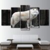 white forest wolf staring - Animal 5 Panel Canvas Art Wall Decor
