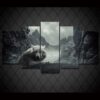 white wolf in the mountains - Animal 5 Panel Canvas Art Wall Decor