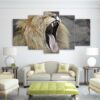 wildlife lion mouth - Animal 5 Panel Canvas Art Wall Decor